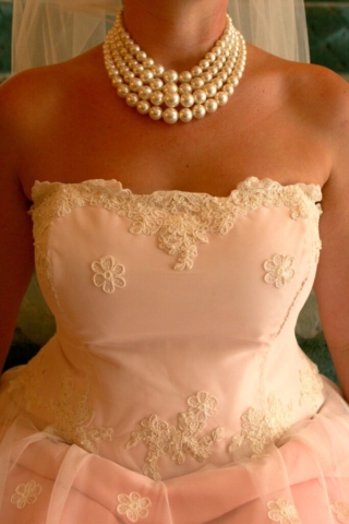 Bodice close up of custom bridal gown