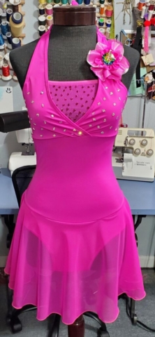 pink Barbie themed figure skating dress