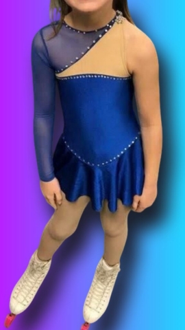 Blue youth figure skating dress