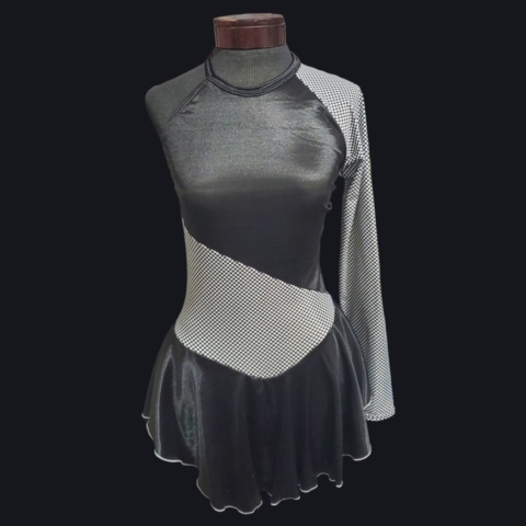 black and white figure skating dress