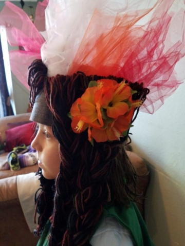 Side view of volcanic headdress