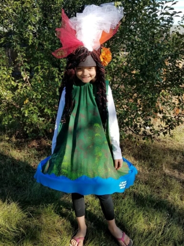 Girls Volcano Costume with headdress