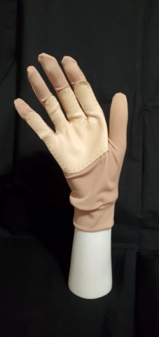 nude figure skating glove with leather palm