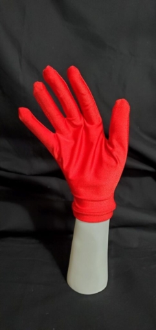 Red satin lycra glove for Cruella costume