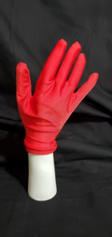 Red satin lycra glove for Cruella costume