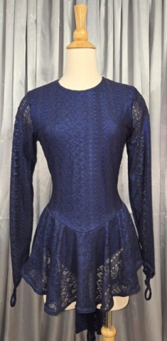 Navy blue lace figure skating dress