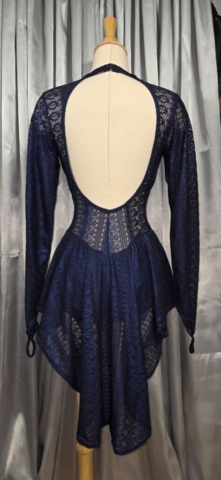 Navy blue lace figure skating dress