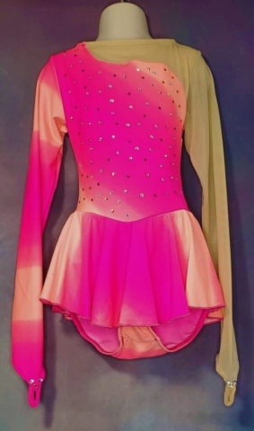 Peach and pink ombre figure skating dress